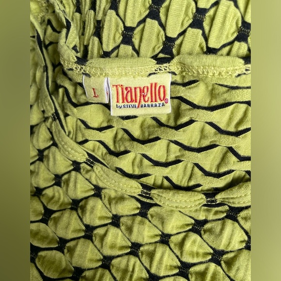 Tianello Asbury Tunic, Chartreuse & Black Honeycomb, Size Large, Made in the USA - Picture 4 of 5